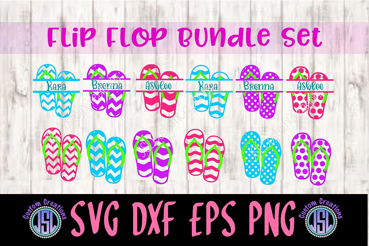 Download Flip Flop Split Name Monogram Frame Set of 12 Bundle, SVG ...