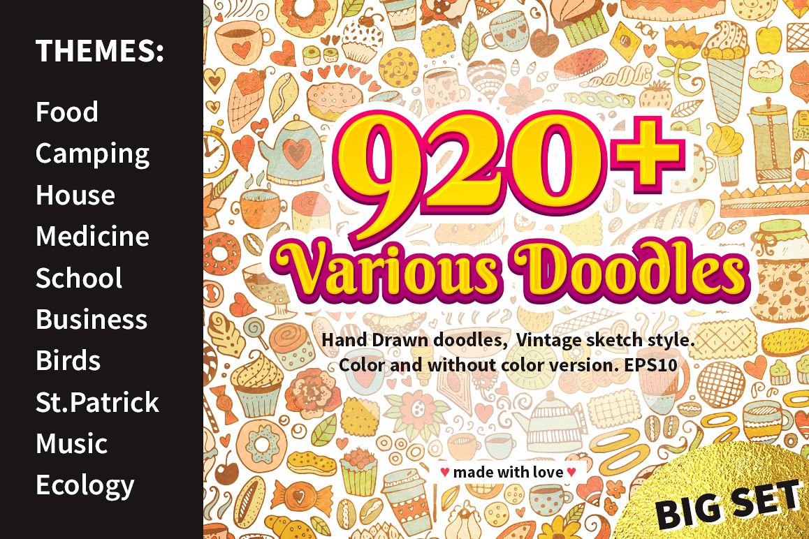 Vintage Doodles Bundle, Sketch Icons example image 1