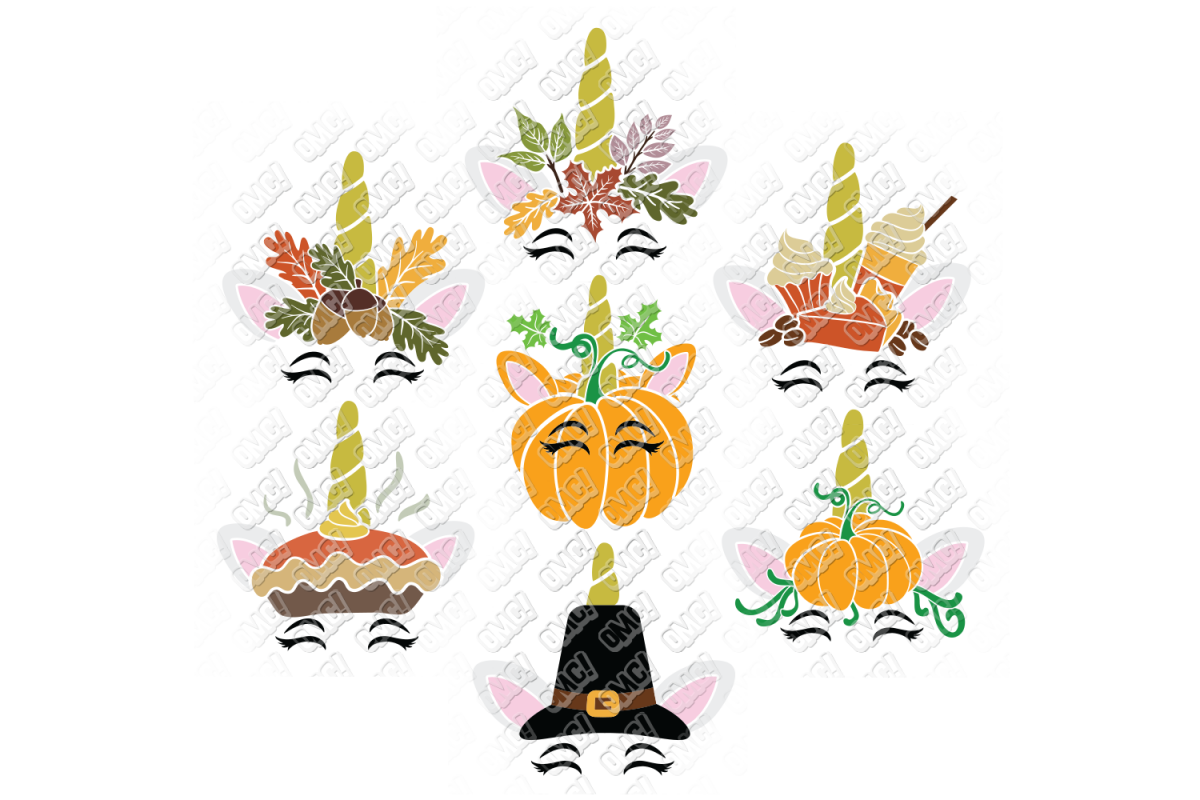 Unicorn Thanksgiving SVG Pumpkin in SVG, DXF, PNG, EPS, JPEG example image 1