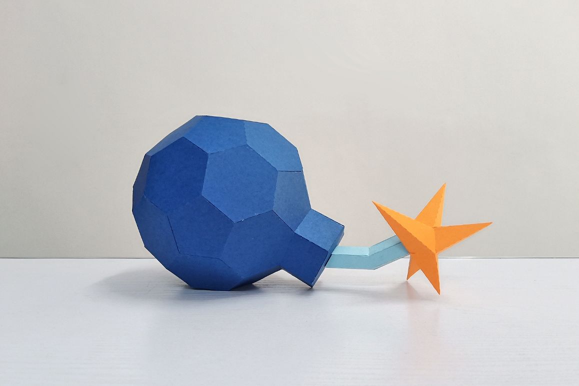 DIY Cannon Bomb,Papercraft Bomb,3d bomb,Paper toy,Bomb Svg example image 1