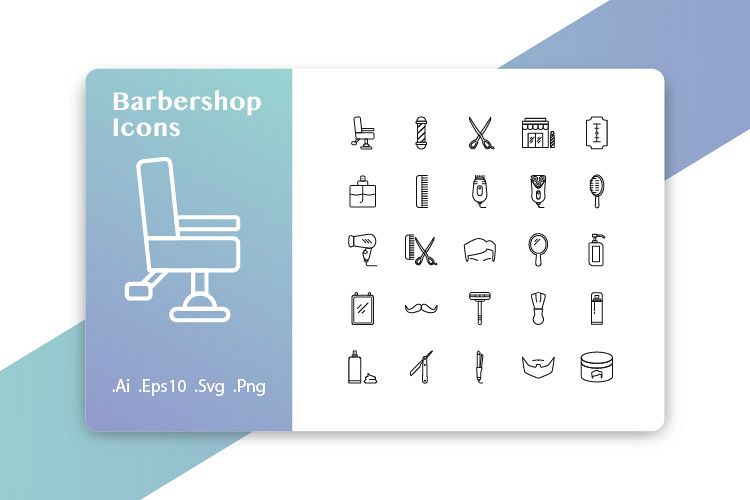 25 Barbershop Icons Line example image 1
