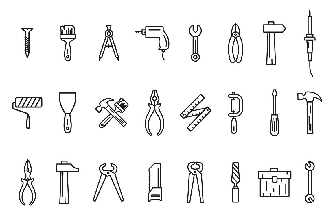 Line art icons tool set. example image 1