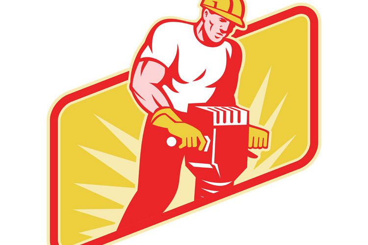 Construction Worker Drilling with Jack Hammer example image 1