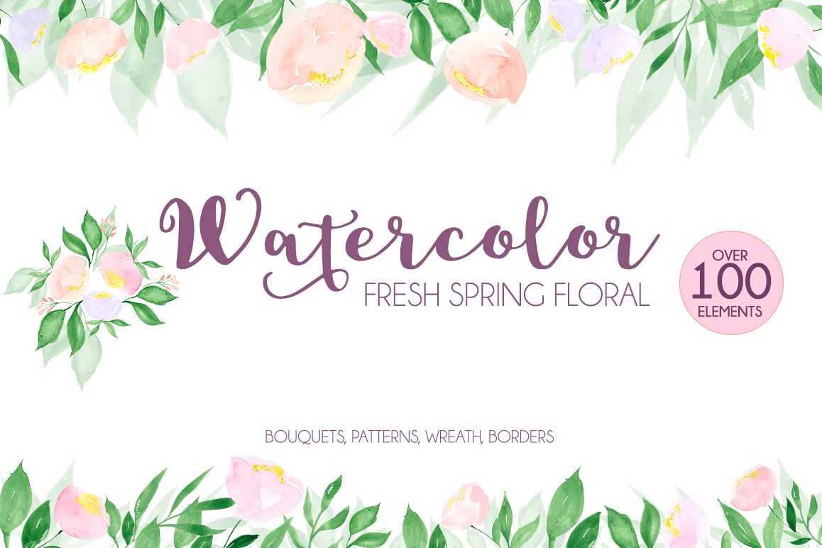 Watercolor fresh spring floral example image 1
