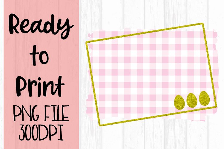 Spring Easter Pink Gingham Frame Ready to Print example image 1