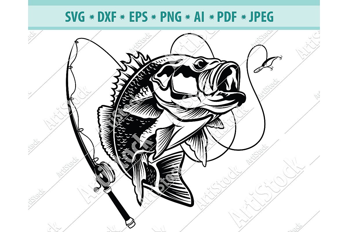 Download Bass Fishing Svg, Fishing Svg, Fishing Hooks Png, Dxf, Eps
