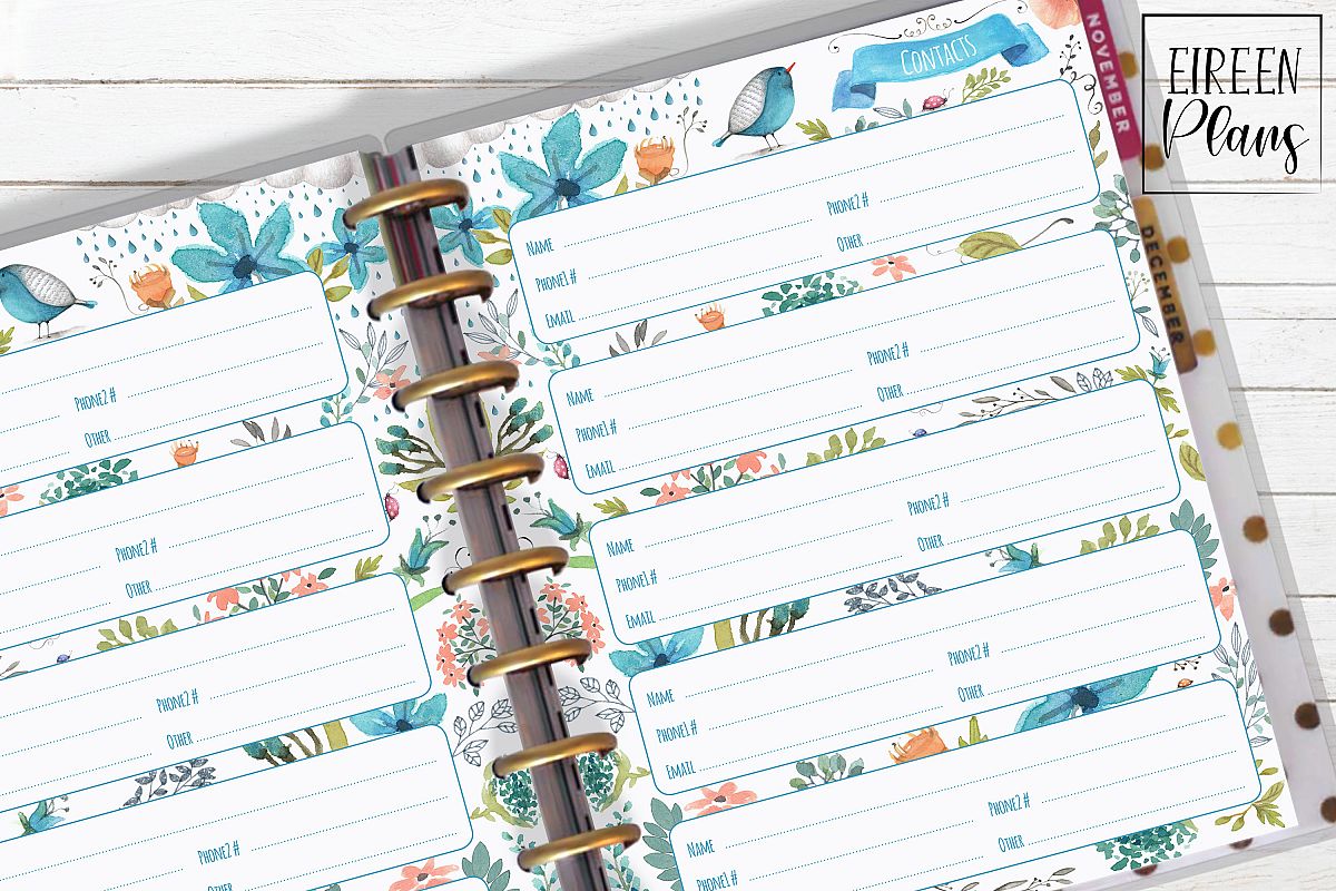Contacts Printable for Classic Happy Planner example image 1