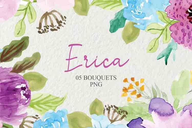 Watercolor Flowers Clipart, wedding Floral example image 1