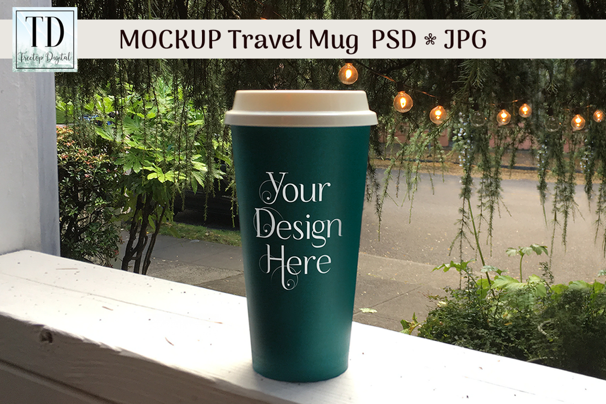 Download Green Coffee Travel Mug Mockup, PSD w/Smart Object & JPG