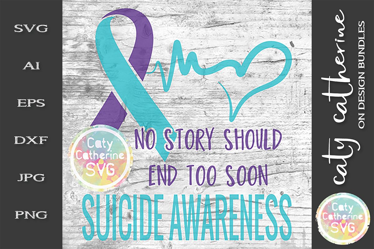 Suicide Awareness SVG Ribbon Cut File example image 1