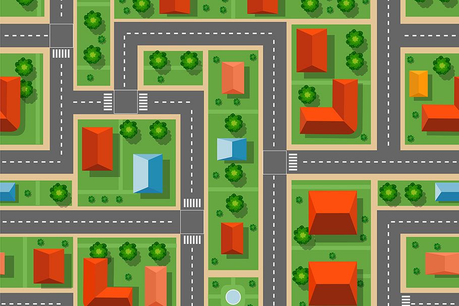 City seamless pattern of streets example image 1