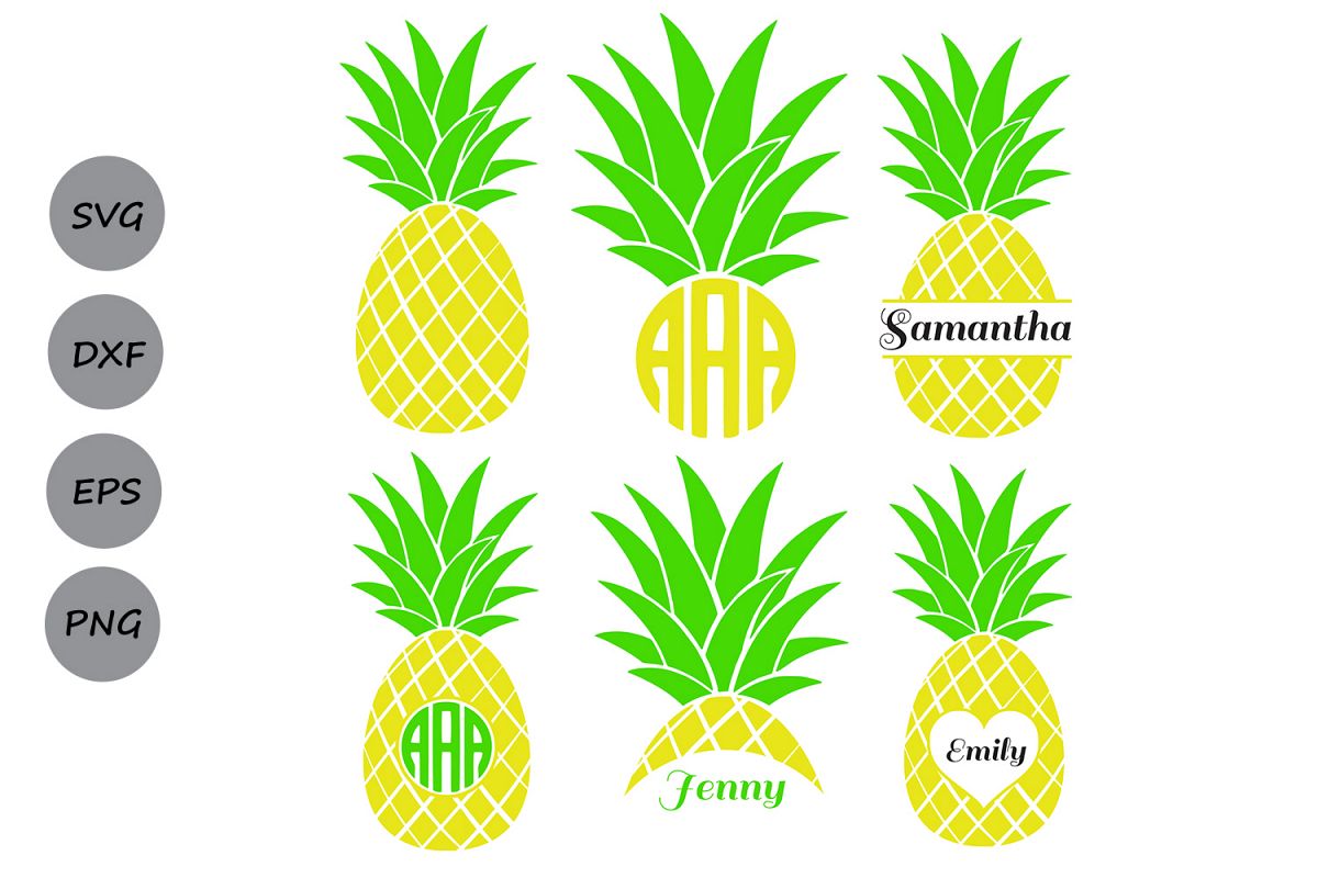 Download Pineapple SVG, Pineapple Monogram Frames, Silhouette SVG, Pineapple Cut File, Silhouette Cut ...