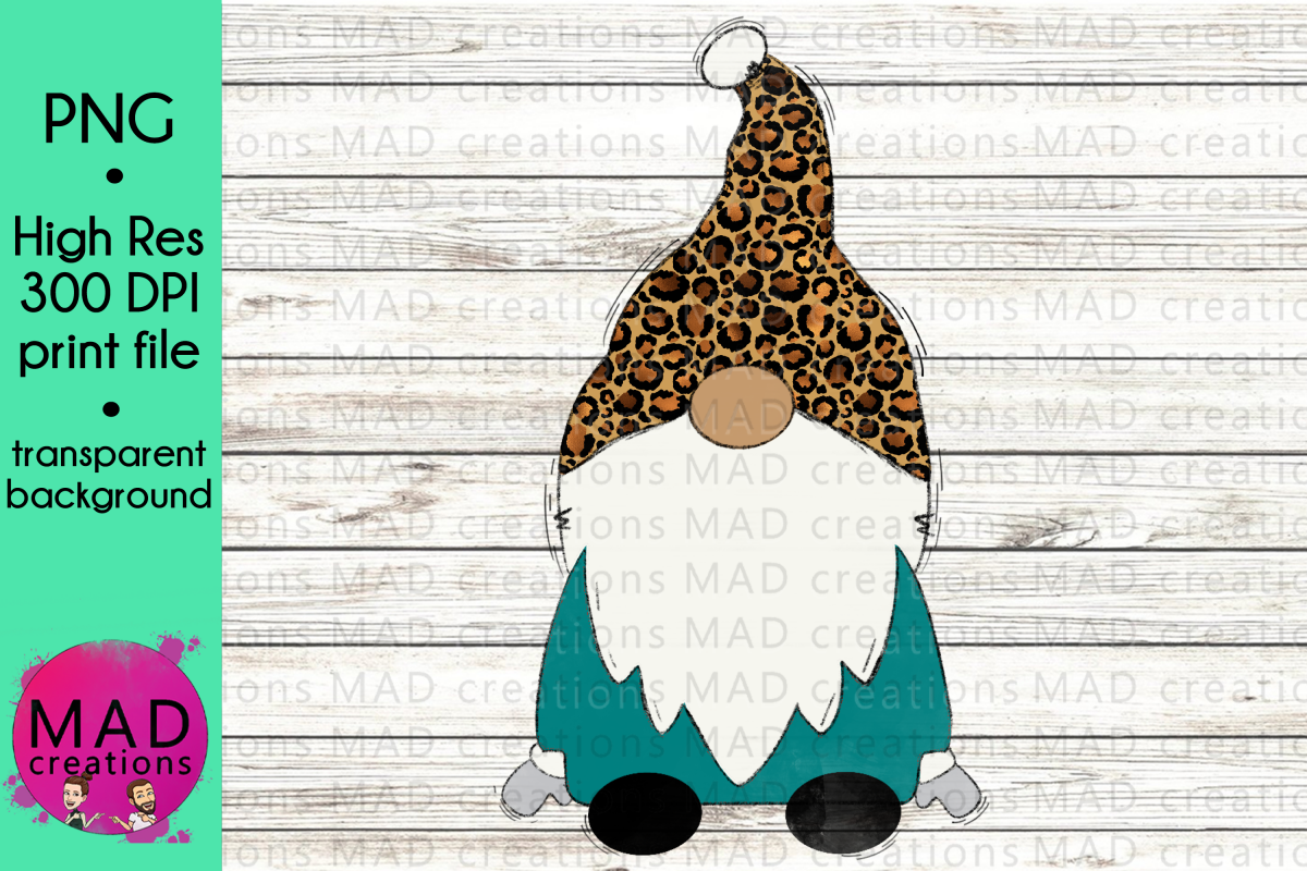 Santa Gnome - Leopard Print and Teal example image 1