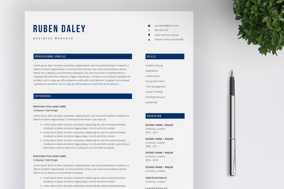Resume Template and Cover Letter / 4 Pages example image 1