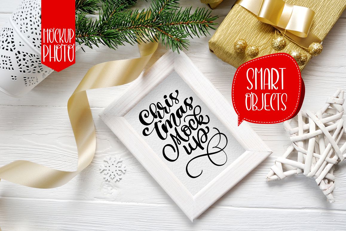 Download Christmas wooden frame mockup with smart object (47685 ...