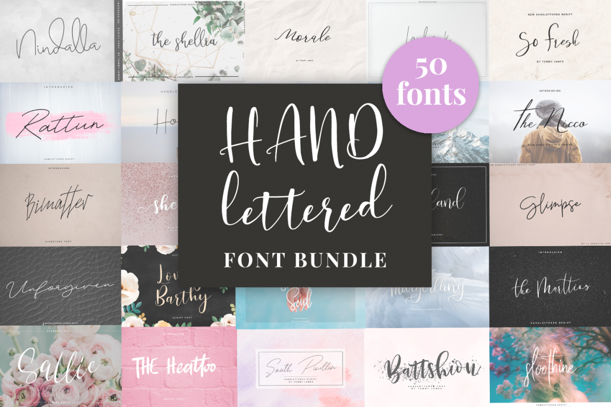 Handlettered Font Bundle 50 in 1. example image 1