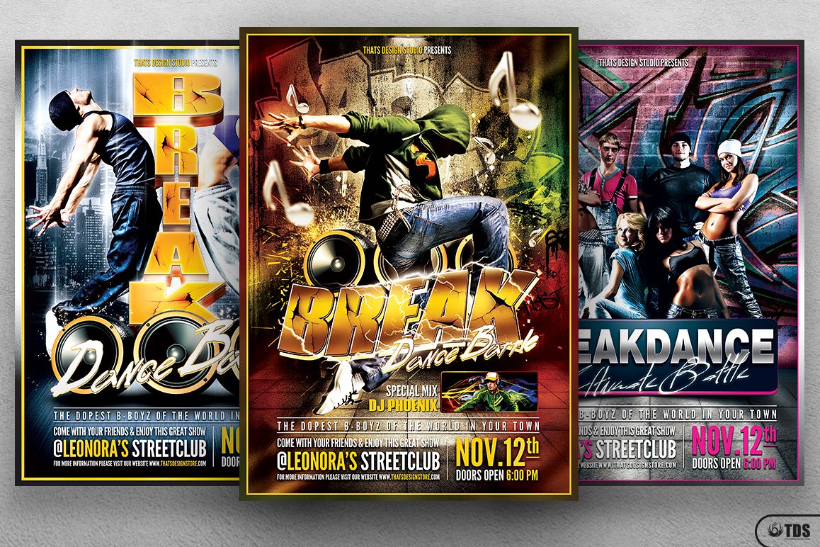 Break Dance Battle Flyer Bundle example image 1