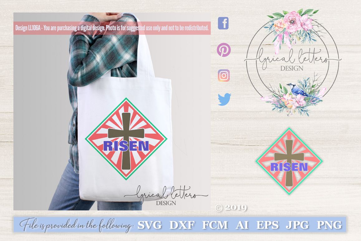 Easter Risen With Cross SVG DXF FCM LL106A example image 1