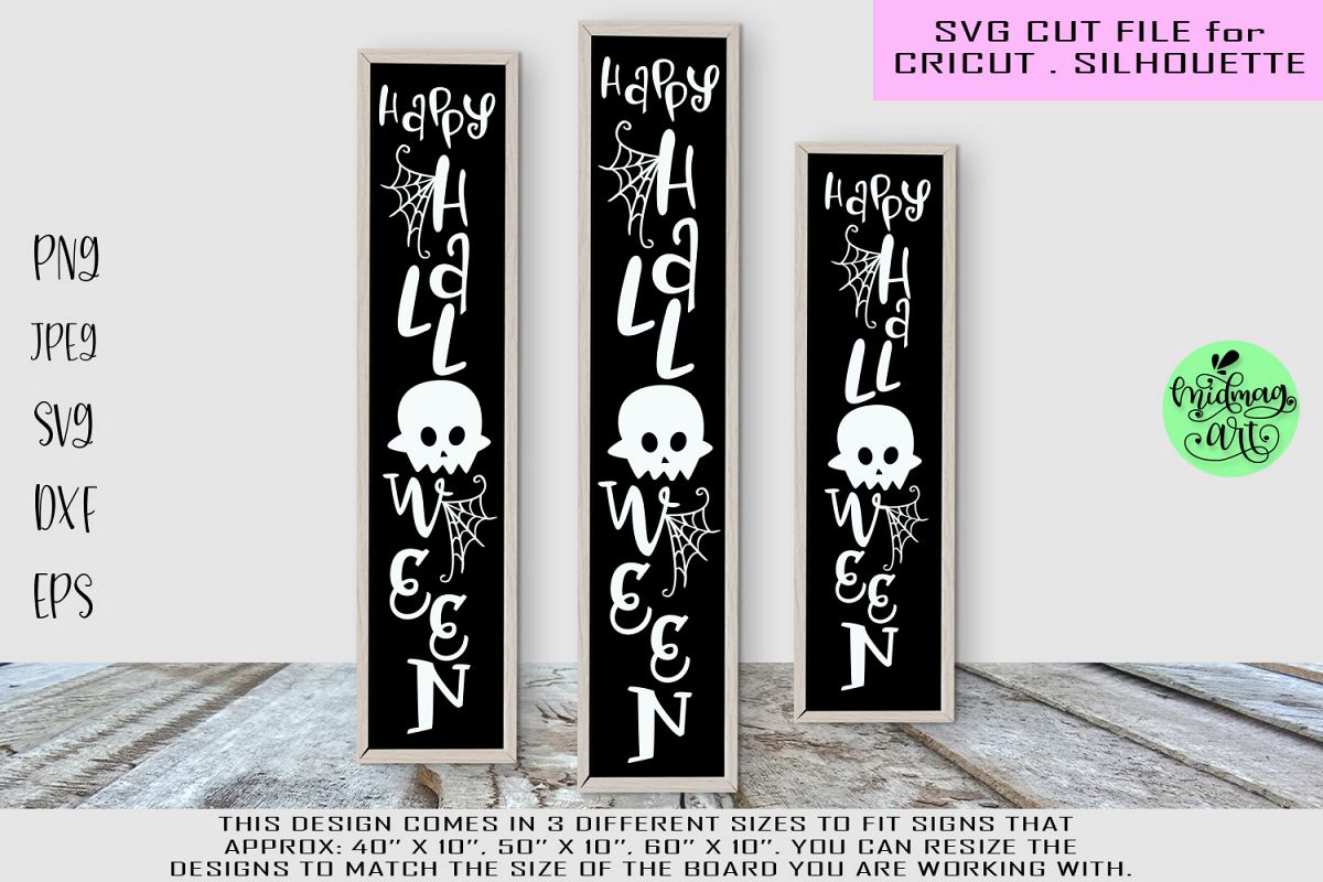 Happy halloween svg, happy halloween wood sign svg example image 1