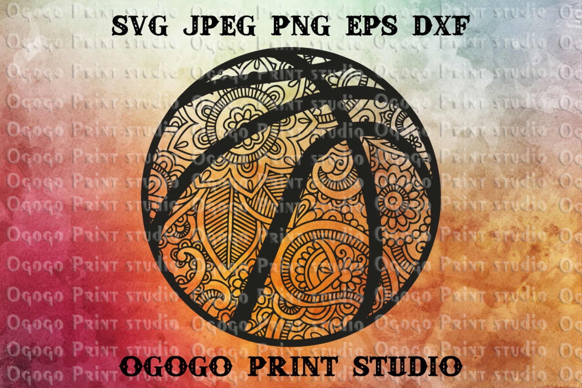Mandala svg, Basketball SVG, Zentangle SVG, Sport svg example image 1