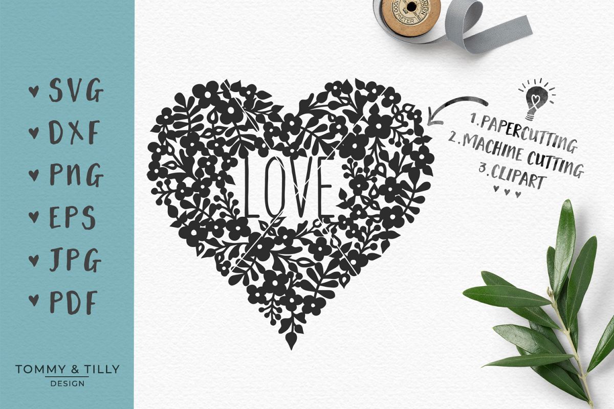 Download Flower Love Heart Design - SVG EPS DXF PNG JPG PDF Cut ...
