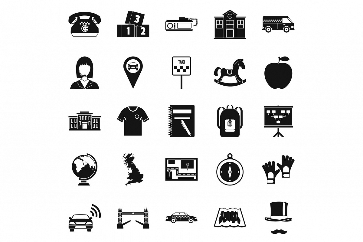Autobus icons set, simple style example image 1