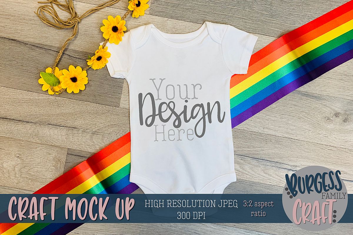 Rainbow baby bodysuit III Craft mock up | High Res JPG example image 1