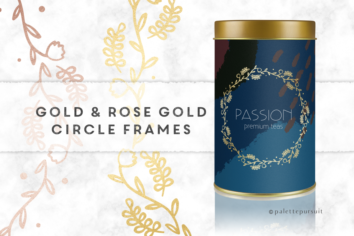 Gold and Rose Gold Circle Frames Clip Art, Circle Logo example image 1