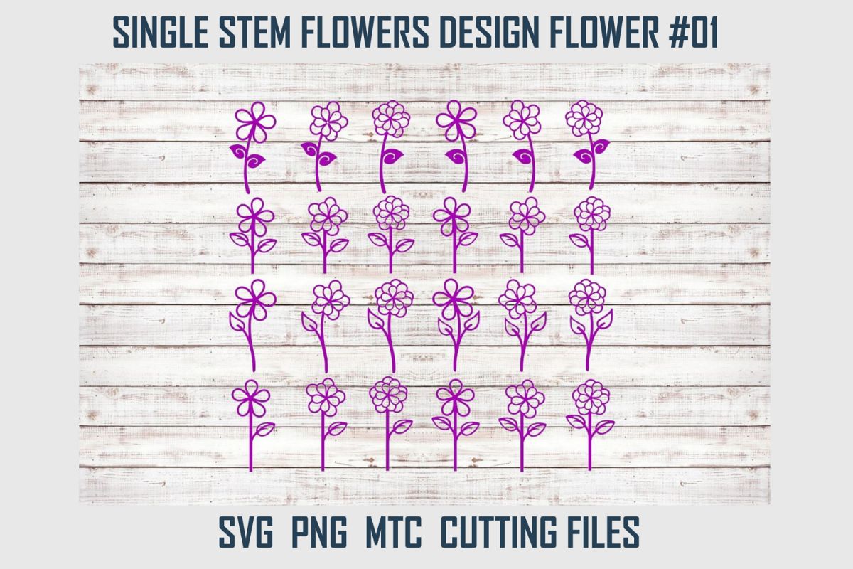 Download Single Stem Flowers Design #01 Flower SVG Cut File Bundle (207357) | SVGs | Design Bundles