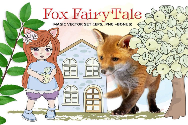 FOX FAIRY TALE Cartoon Color Vector Illustration Set example image 1