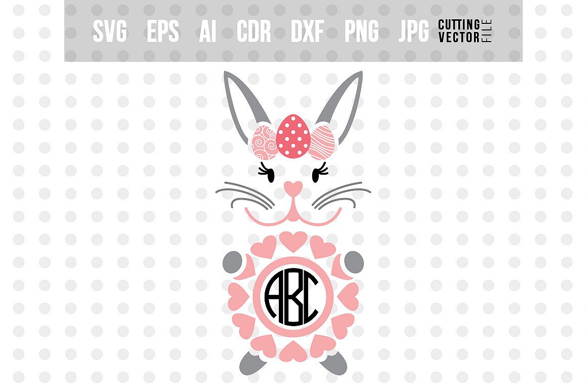Bunny Monogram SVG - Easter Vector example image 1
