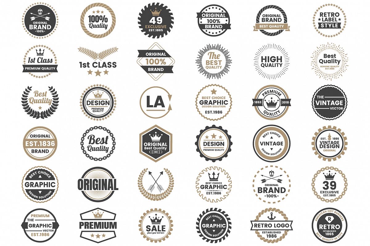 Vintage Badge & Objects Vector Set example image 1