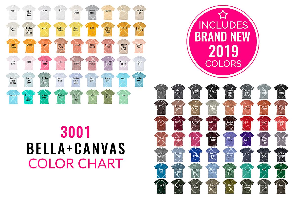 Bella Canvas Unisex Color Chart