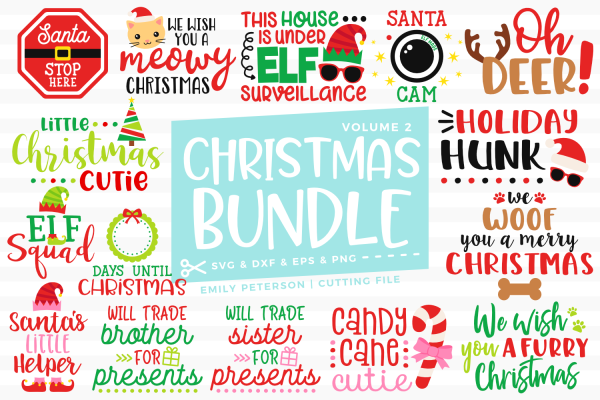 Christmas Bundle 15 Designs Volume 2 SVG DXF EPS PNG example image 1