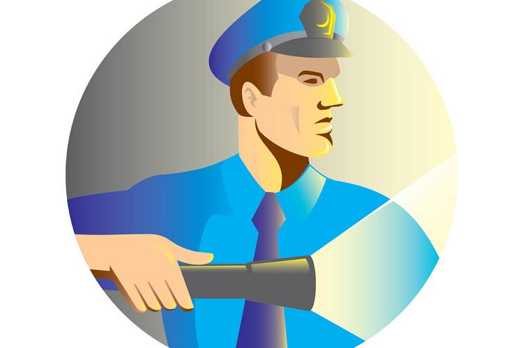 Security guard policeman officer flashlight torch example image 1