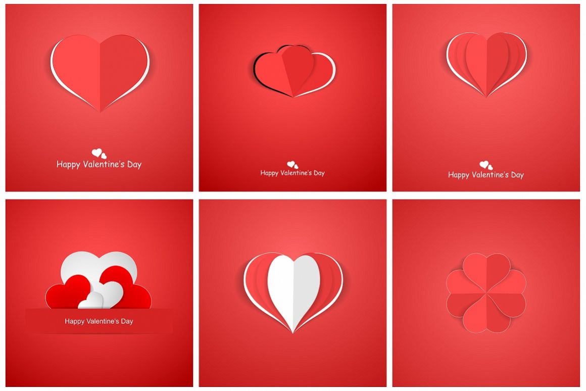 Red postcards with origami hearts. example image 1