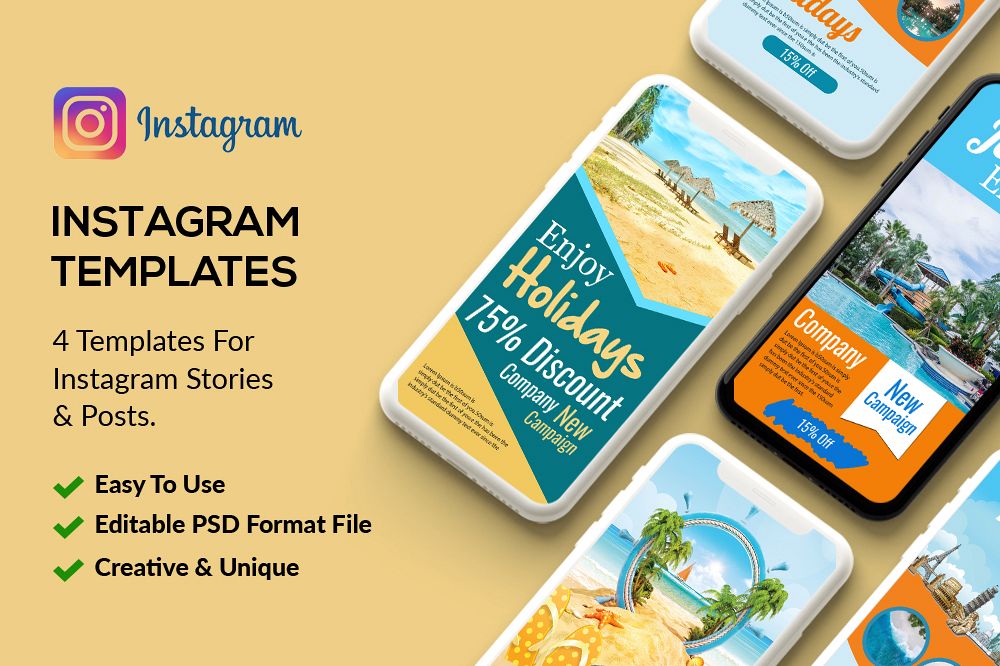 4 Tour Travel Instagram Stories Psd example image 1