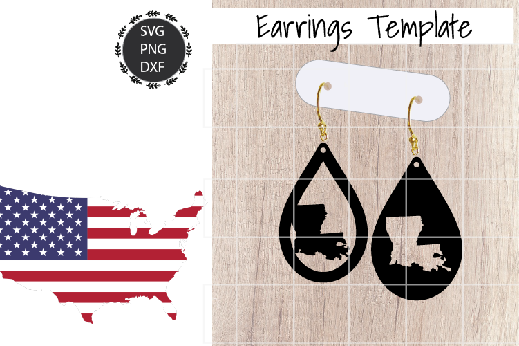 Earrings Template - Louisiana Teardrop Earrings Svg example image 1