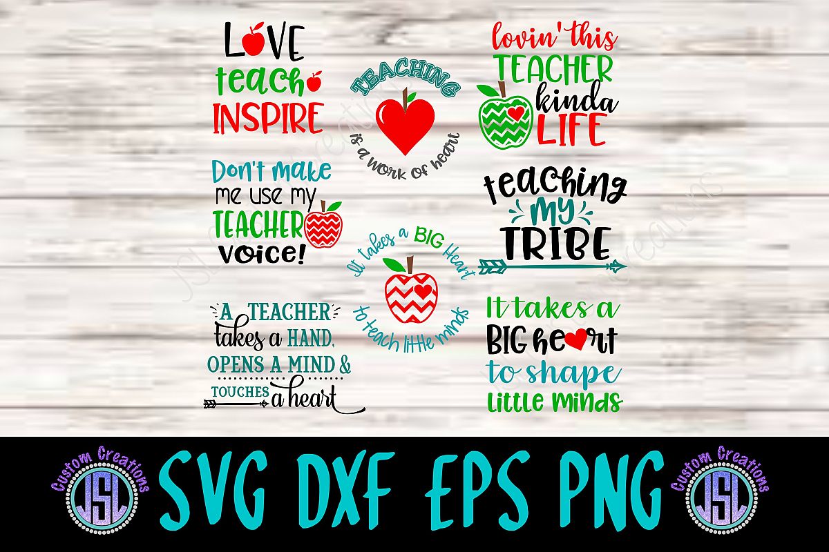 Download Teacher Bundle Set of 8 | SVG DXF EPS PNG Digital Cut Files