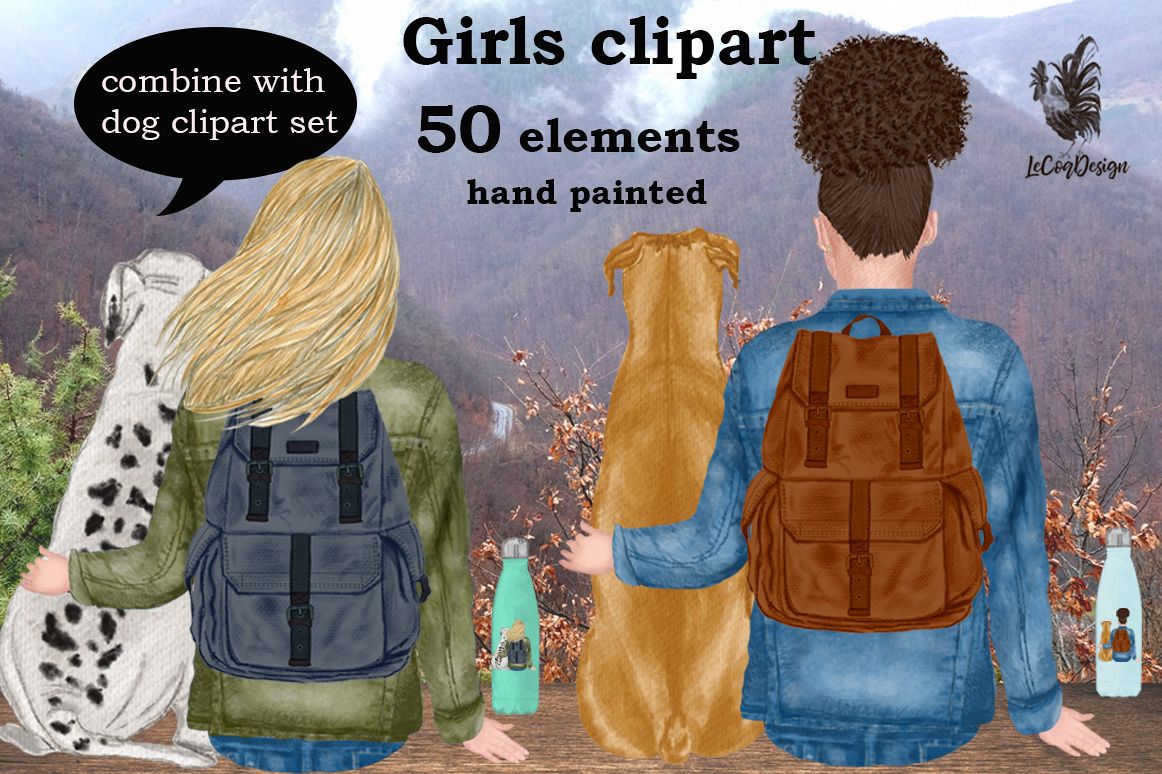 Girls clipart, Best Friend clipart,Planner Girls, Mug Design example image 1
