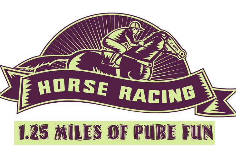 Horse and jockey racing race woodcut example image 1