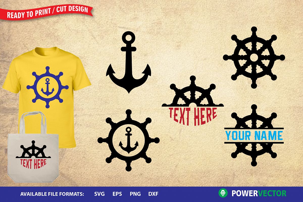 Anchor svg file, Ship wheel svg | Nautical Clip art example image 1