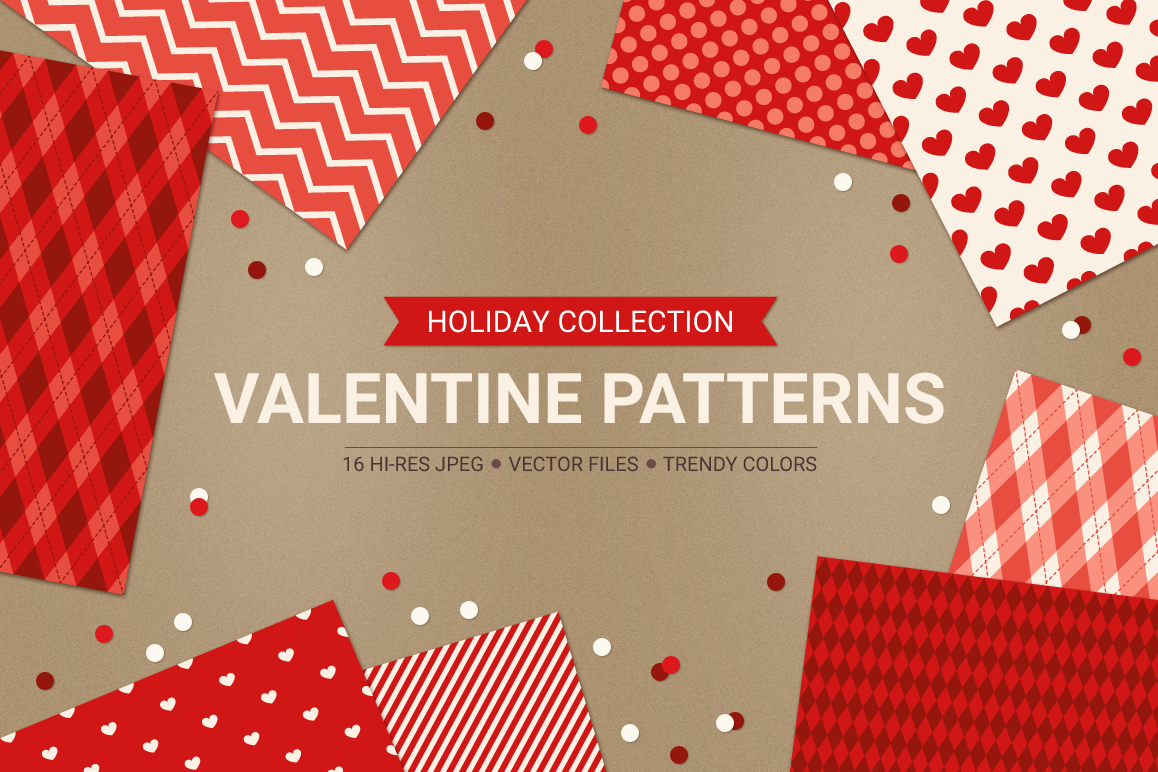 Valentine Seamless Patterns - Set 3 example image 1