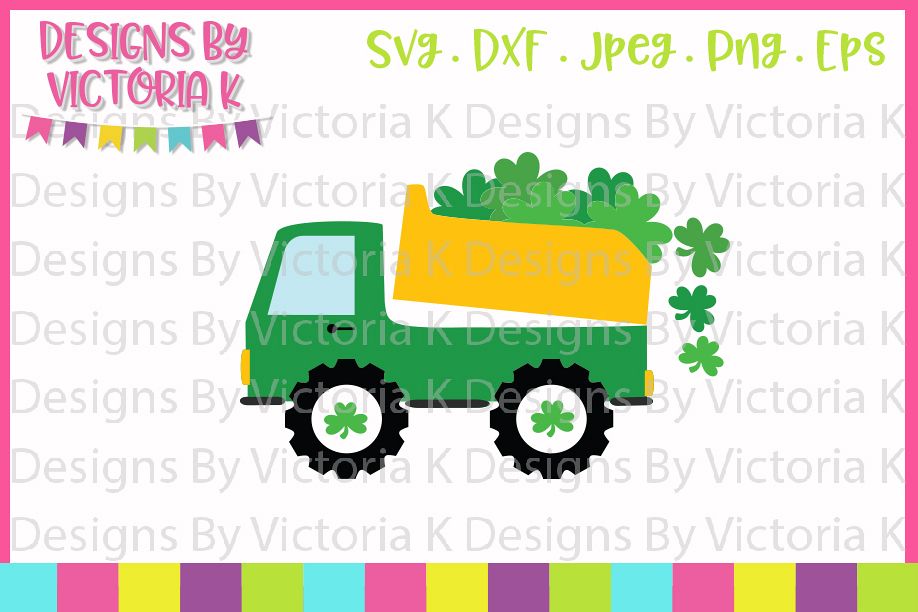 St Patrick's Day, Shamrock Truck, SVG, DXF, PNG example image 1