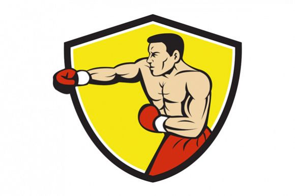 Boxer Jabbing Punching Crest Cartoon example image 1