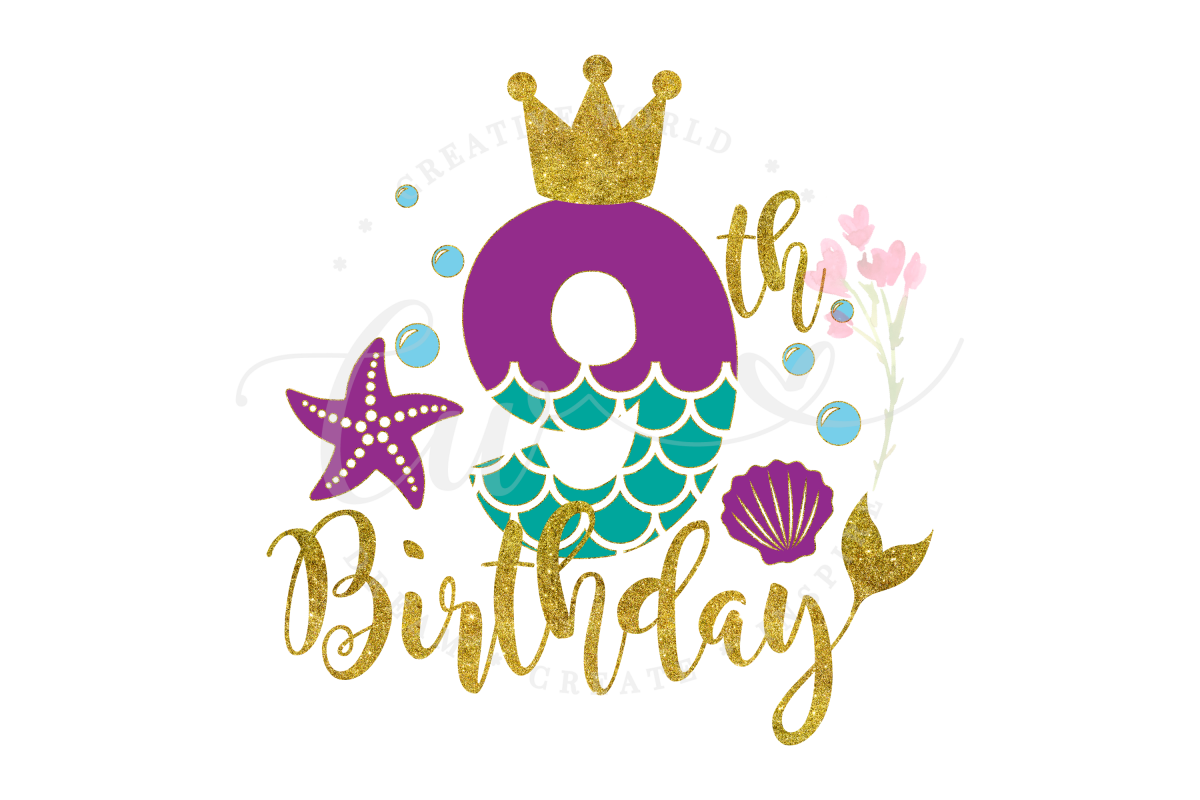 My 9th Birthday Mermaid SVG | Mermaid SVG | Mermaid Birthday example image 1