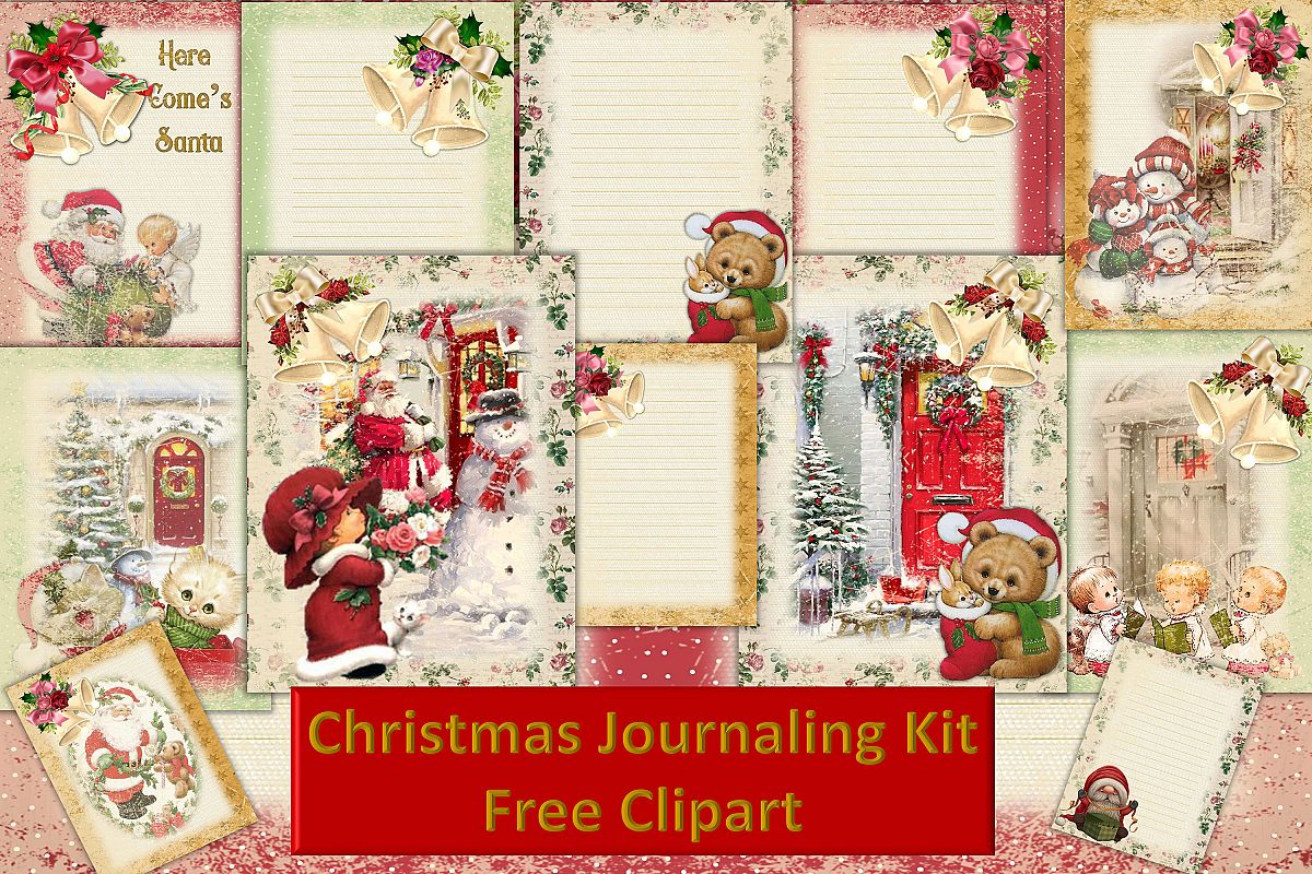 Christmas Fireside Journaling Kit CU with Free clipart example image 1