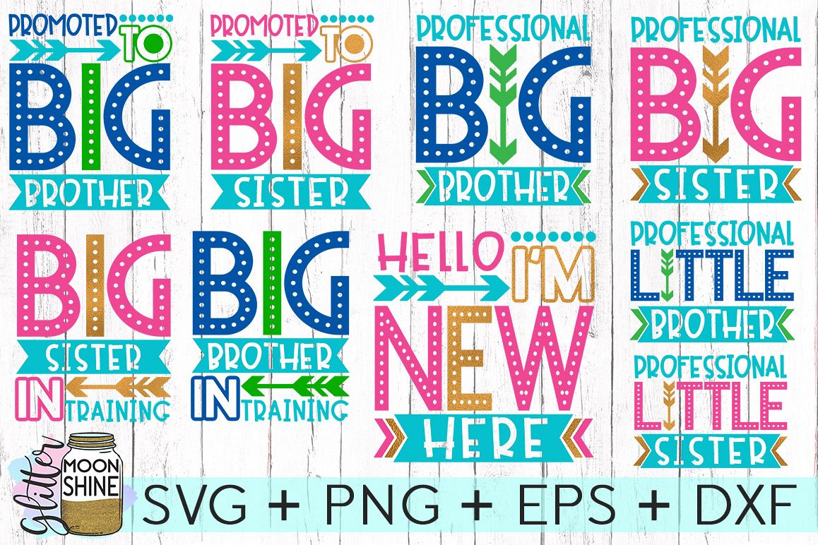 Download Sibling Announcement Bundle Svg Dxf Png Eps Cutting Files