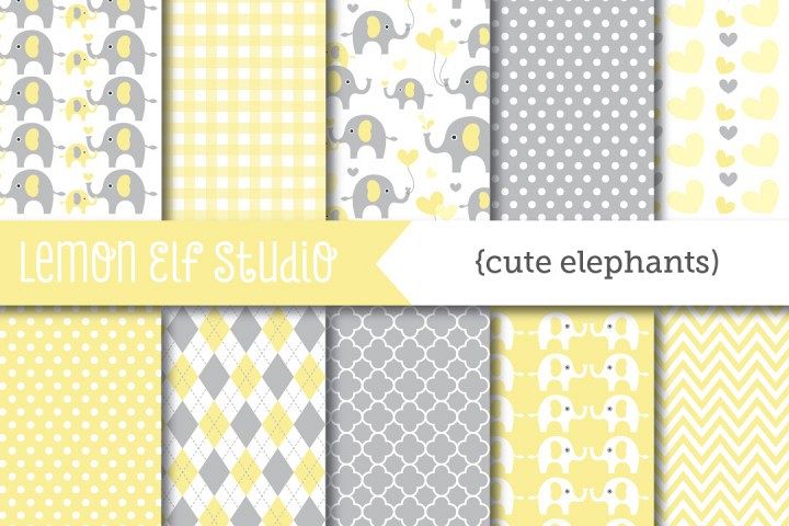 Cute Elephants-Digital Paper (LES.DP10C) example image 1