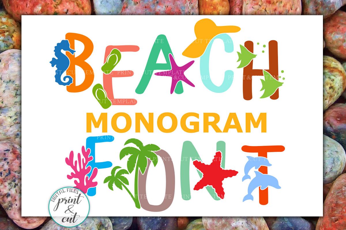 Under the sea Monogram font duo clipart svg dxf cut files example image 1